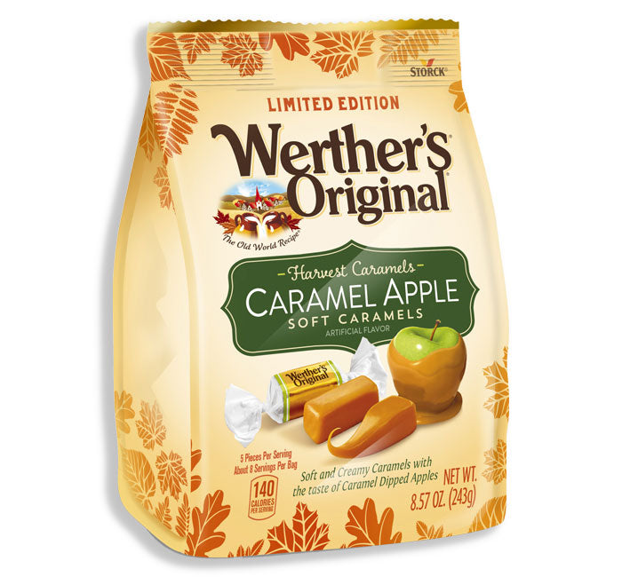 Werther's Original Soft Apple Caramels 8.57oz Stand Up Bag 10 Ct Stackable Tray