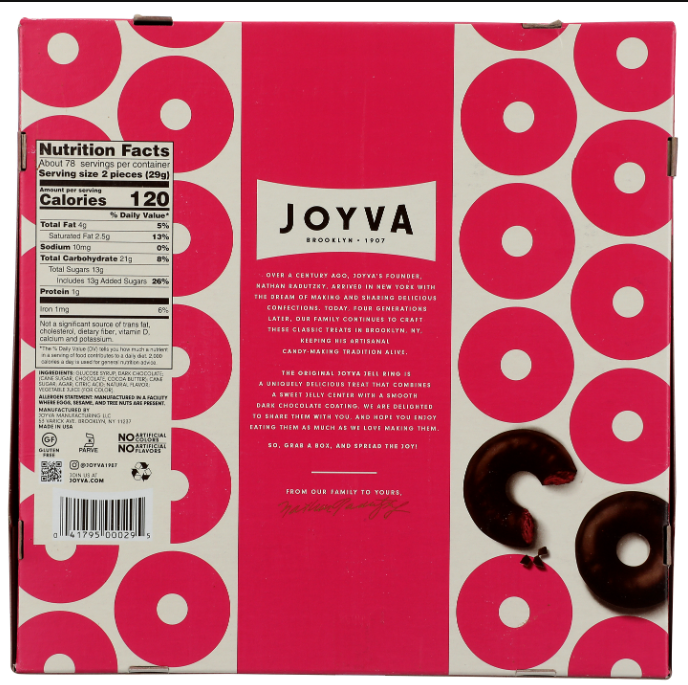 Joyva Chocolate Covered Raspberry Rings 5lb - Default Title Joyva Candy Store For Me