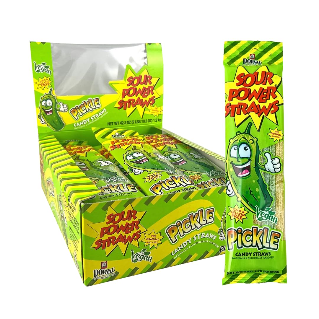Dorval Sour Power Pickle Sour Straws 24ct