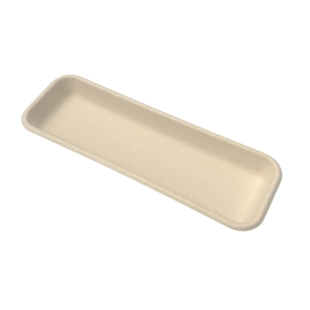 10" x 5" Disposable Bamboo Rectangular Serving Tray - 50 Trays