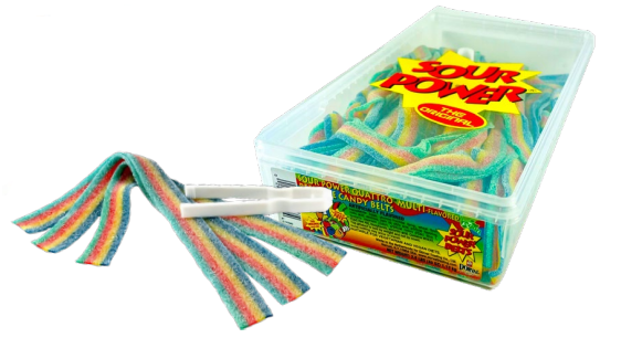 Dorval Quattro Rainbow Sour Belts 2.5lbs tub - Default Title Dorval Trading Company Candy Store For Me