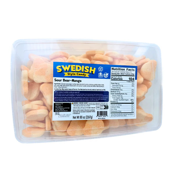 Swedish Style Sour Mango Bears 5lb tub