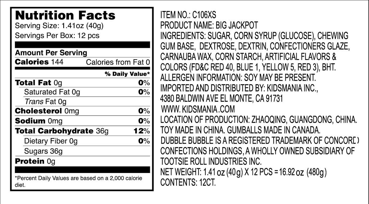 Kidsmania Dubble Bubble Big Jackpot Gumball Slot Machines 12ct - Default Title Kidsmania Candy Store For Me