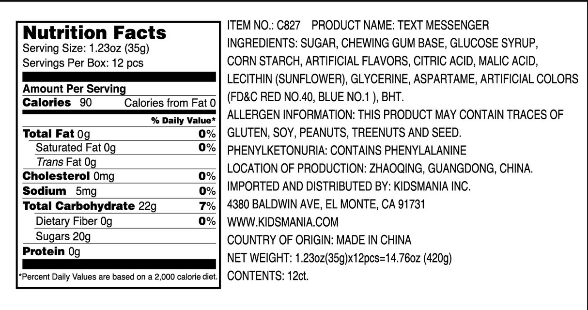Kidsmania Text Messenger Maker Gum Dispensers 12ct - Default Title Kidsmania Candy Store For Me