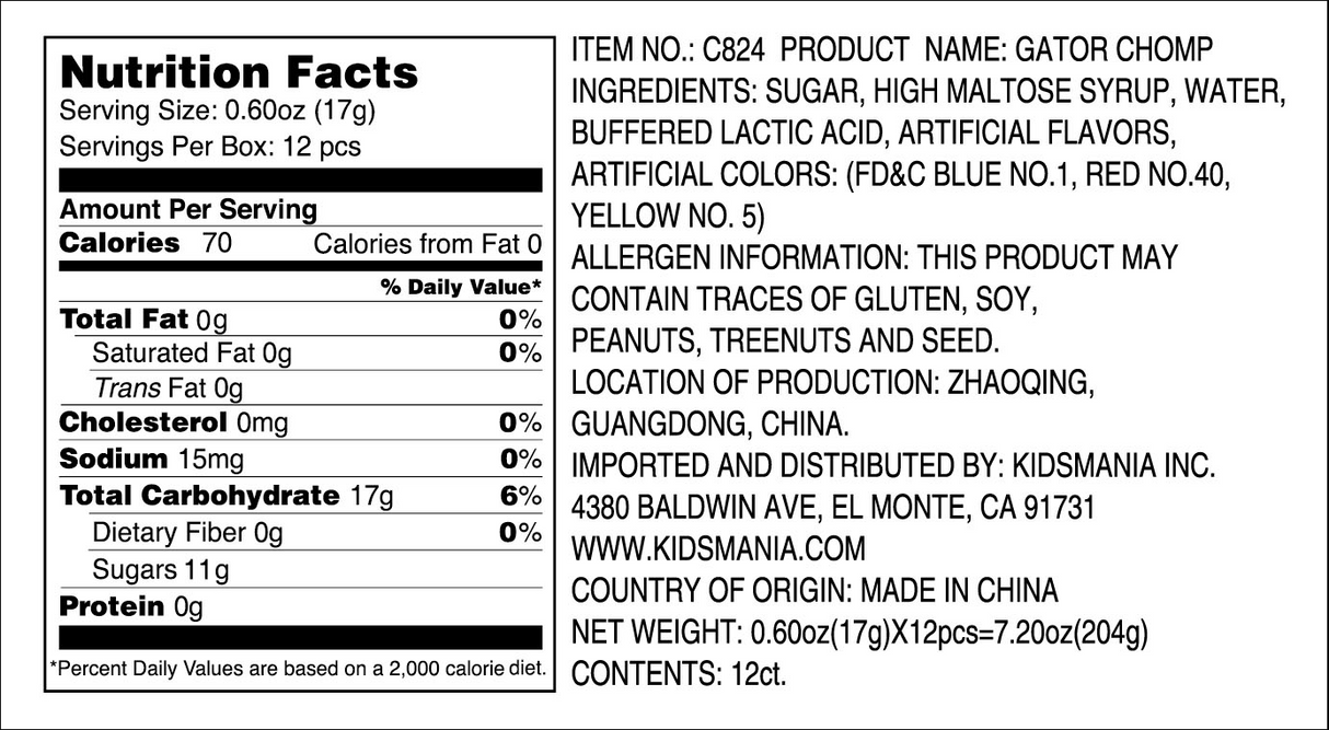 Kidsmania Gator Chomp Lollipops 12ct - Default Title Kidsmania Candy Store For Me