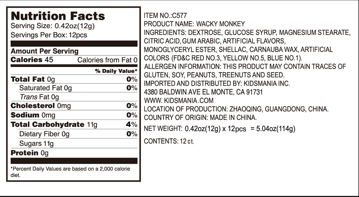 Kidsmania Wacky Monkey Banging Cymbals Candy Toy 12ct - Default Title Kidsmania Candy Store For Me