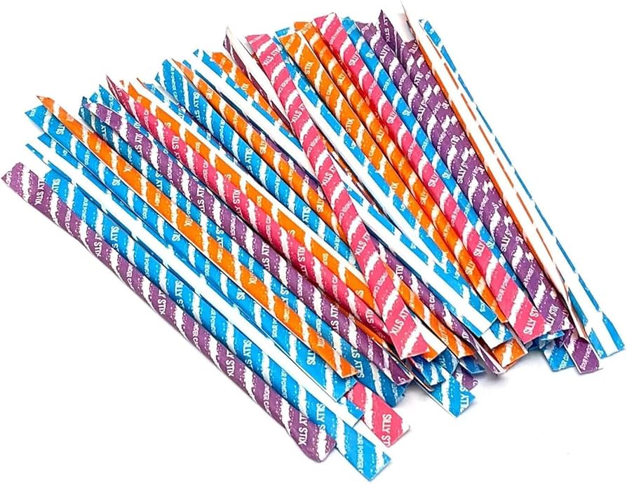 World Silly Stix Sour Powder Candy Paper Straws 4/2.5lb case