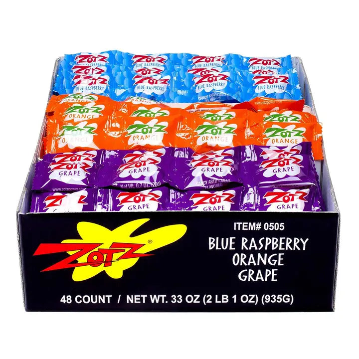 Zotz Blue Raspberry, Orange, Grape 48ct