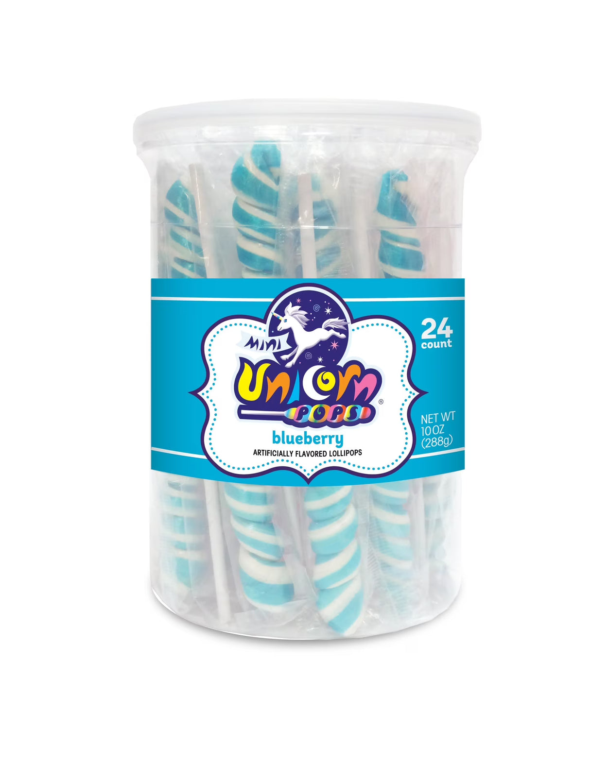 Adams & Brooks Light Blue Mini Unicorn Pop jar 24ct