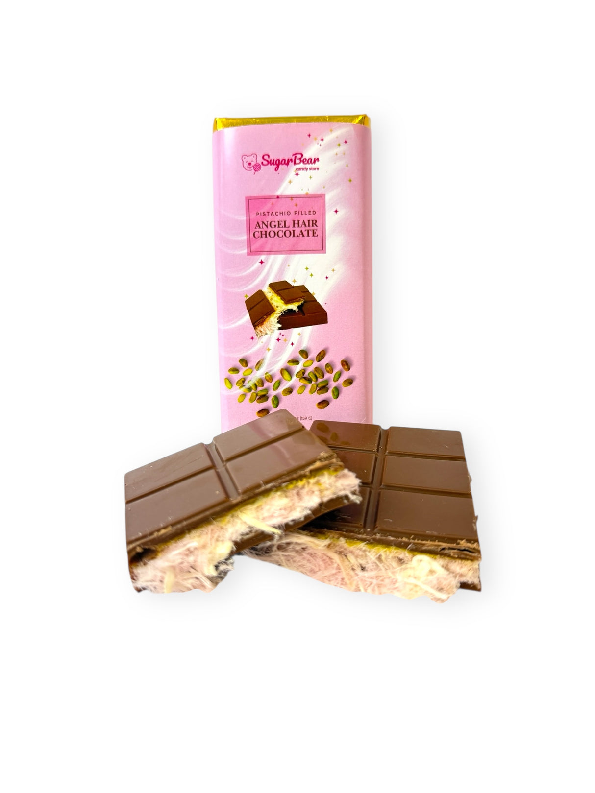 Pistachio Filled Angel Hair Milk Chocolate (large) 5.8oz 10ct