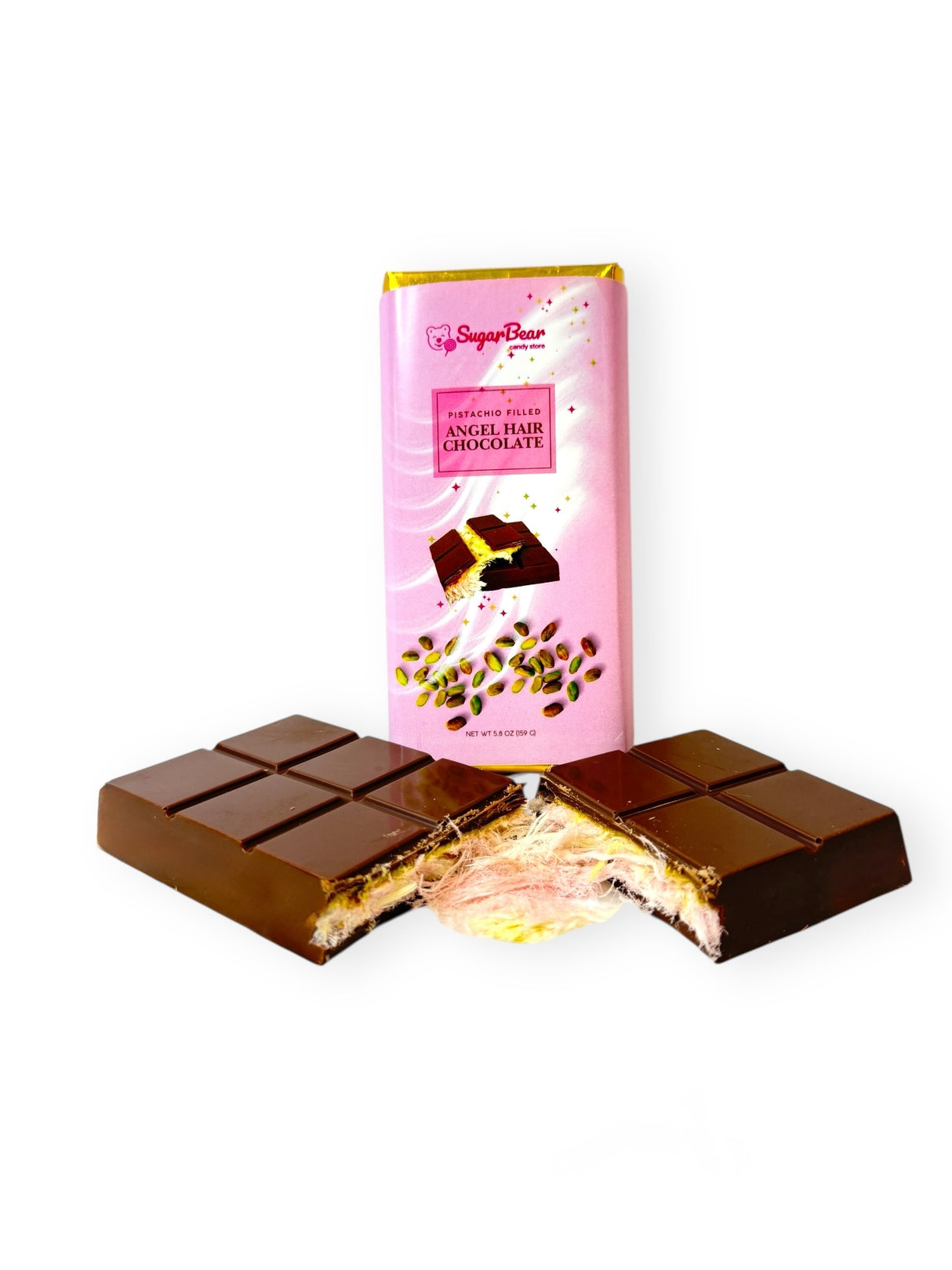 Pistachio Filled Angel Hair Milk Chocolate (large) 5.8oz 10ct