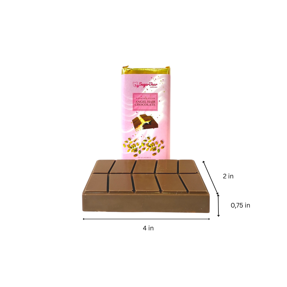 Pistachio Filled Angel Hair Milk Chocolate (small) 2.8oz 10ct.