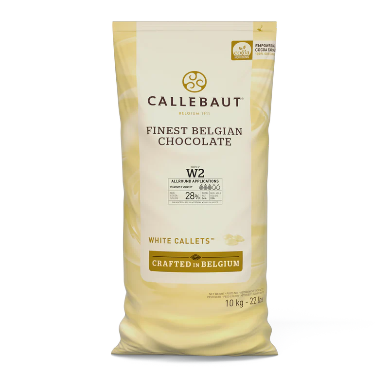 Barry Callebaut W2NV-595 White Chocolate Callets 44lb case Limited Stock Best By 11-14-25