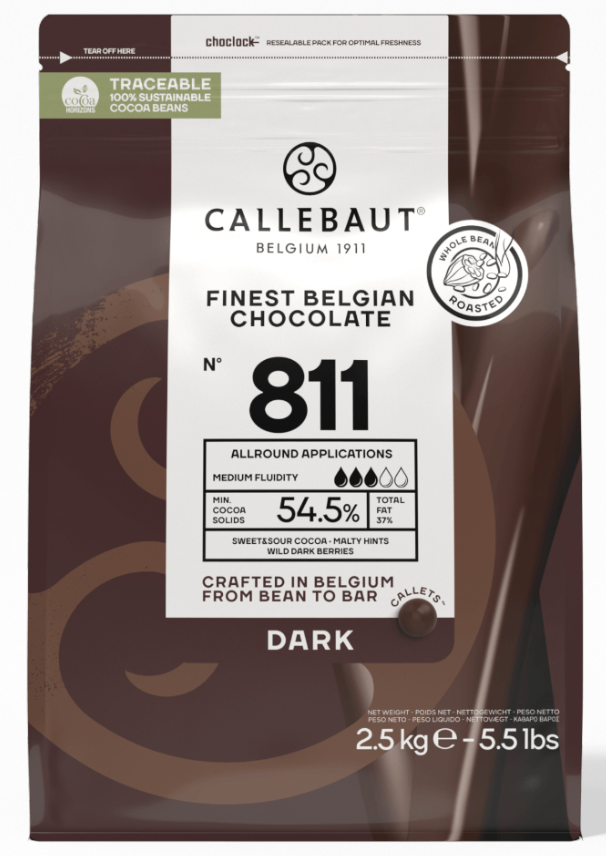 Barry Callebaut 811 Dark Chocolate Callets 44lb Case