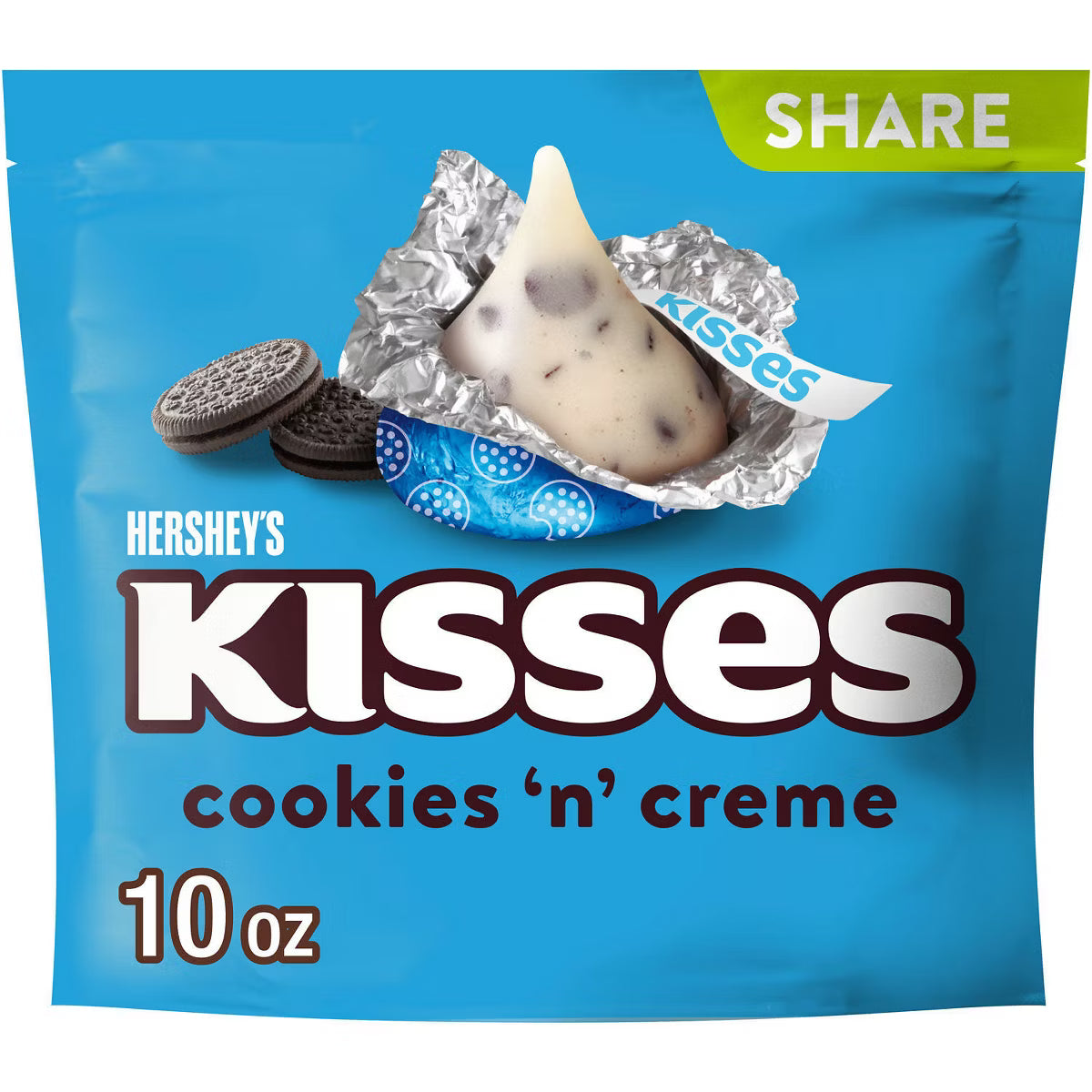 HERSHEY'S Cookies 'n' Creme KISSES Share Pack Stand Up Bag 10oz 8ct