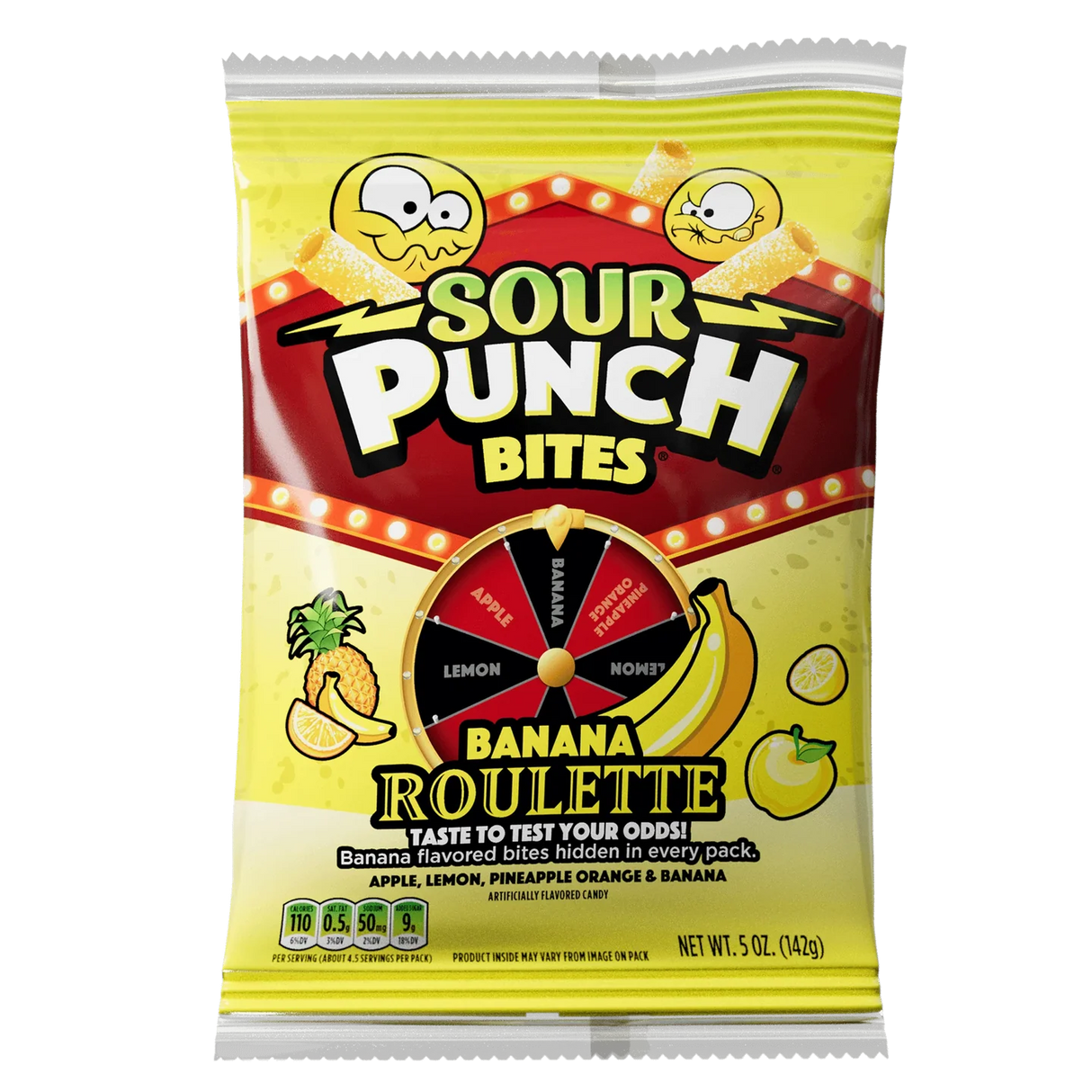 Sour Punch Bites Banana Roulette Peg 5oz 12ct