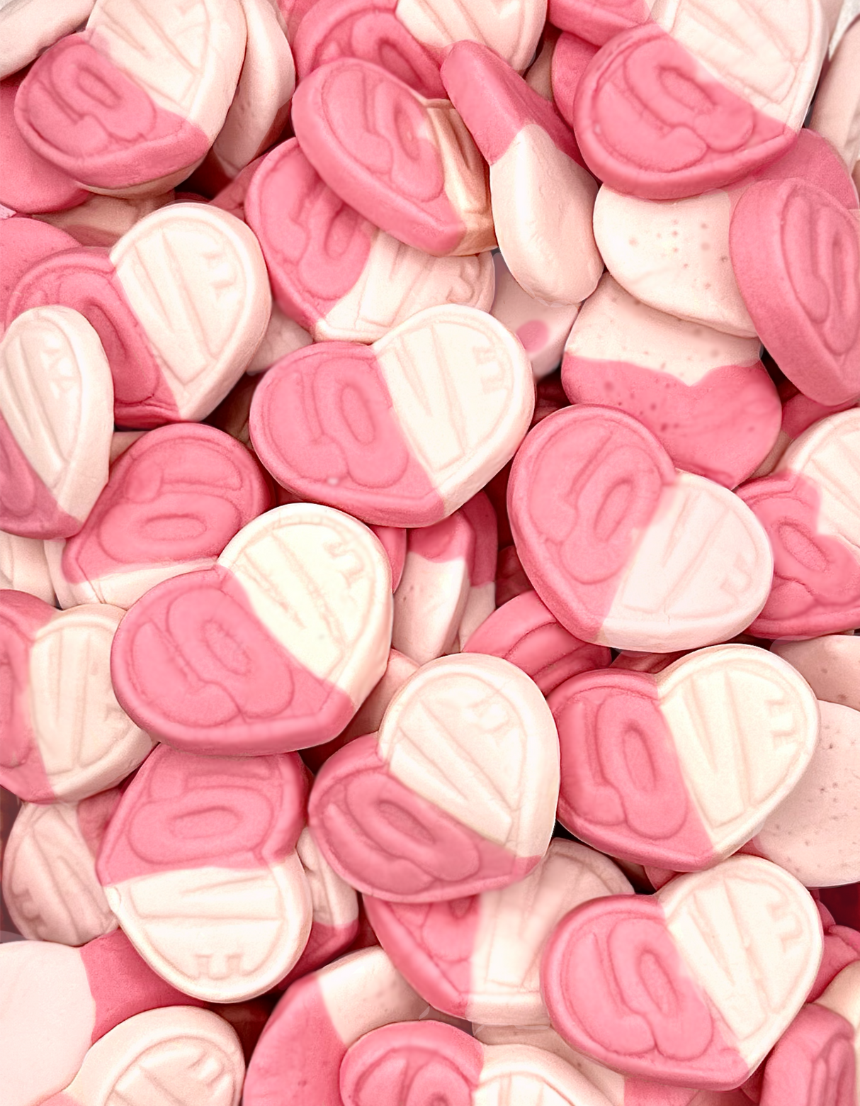 Swedish Style Sweet Strawberry Vanilla Hearts 5lb tub