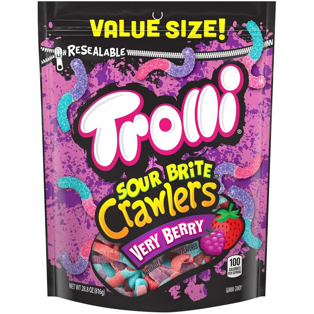 Trolli Sour Brite Crawlers Very Berry 28.8oz Bag