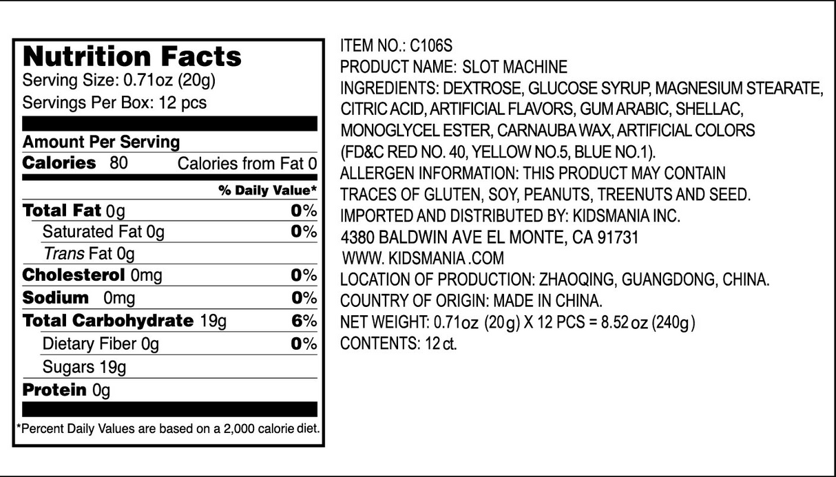 Kidsmania Slot Machine Candy Jackpot Dispenser 12ct - Default Title Kidsmania Candy Store For Me