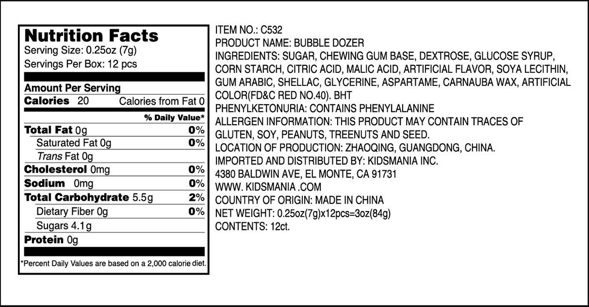 Kidsmania Bubble Dozer Bubblegum Filled Construction Trucks 12ct - Default Title Kidsmania Candy Store For Me