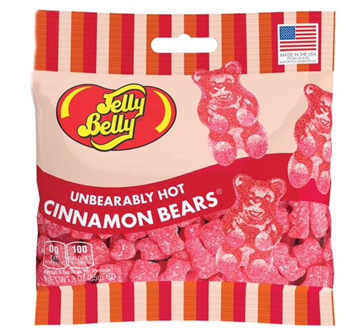 JELLY BELLY PEG BAG - UNBEARABLY HOT CINNAMON BEARS 3oz 12ct