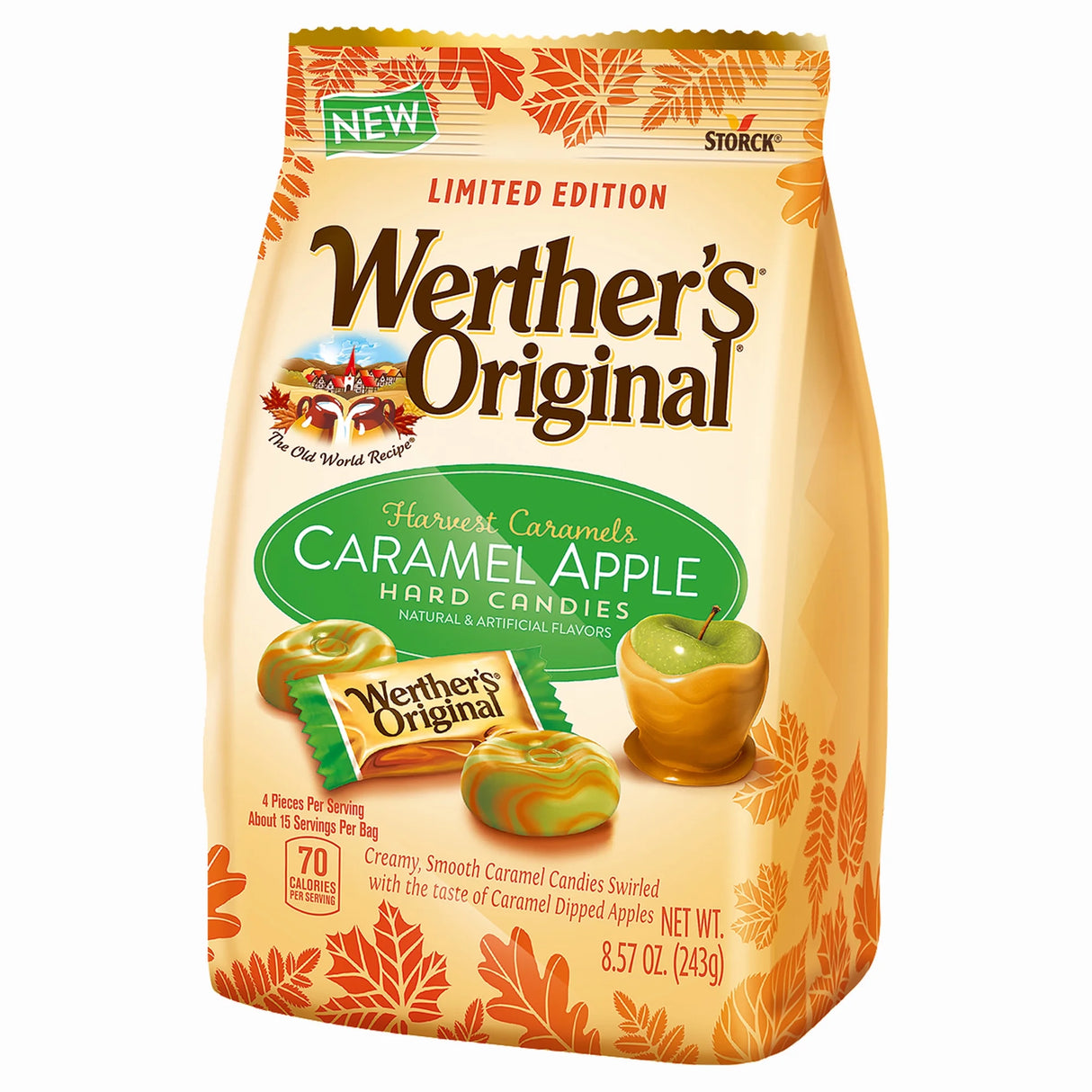 Werther's Original Hard Candies Caramel Apple 8.57oz Stand Up Bag 10 Ct Stackable Tray