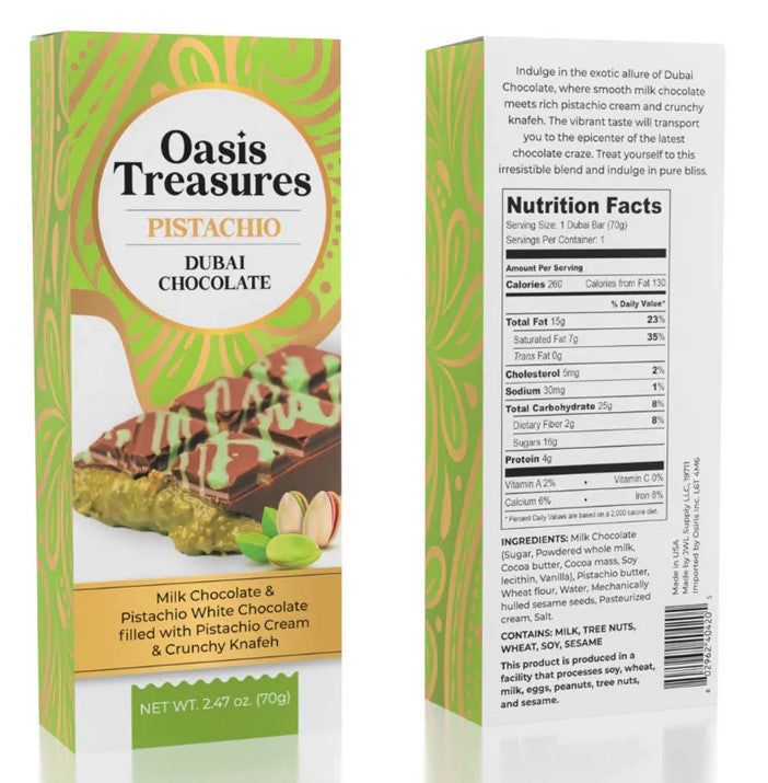 Oasis Treasures Pistachio Dubai Bar 1ct Bar