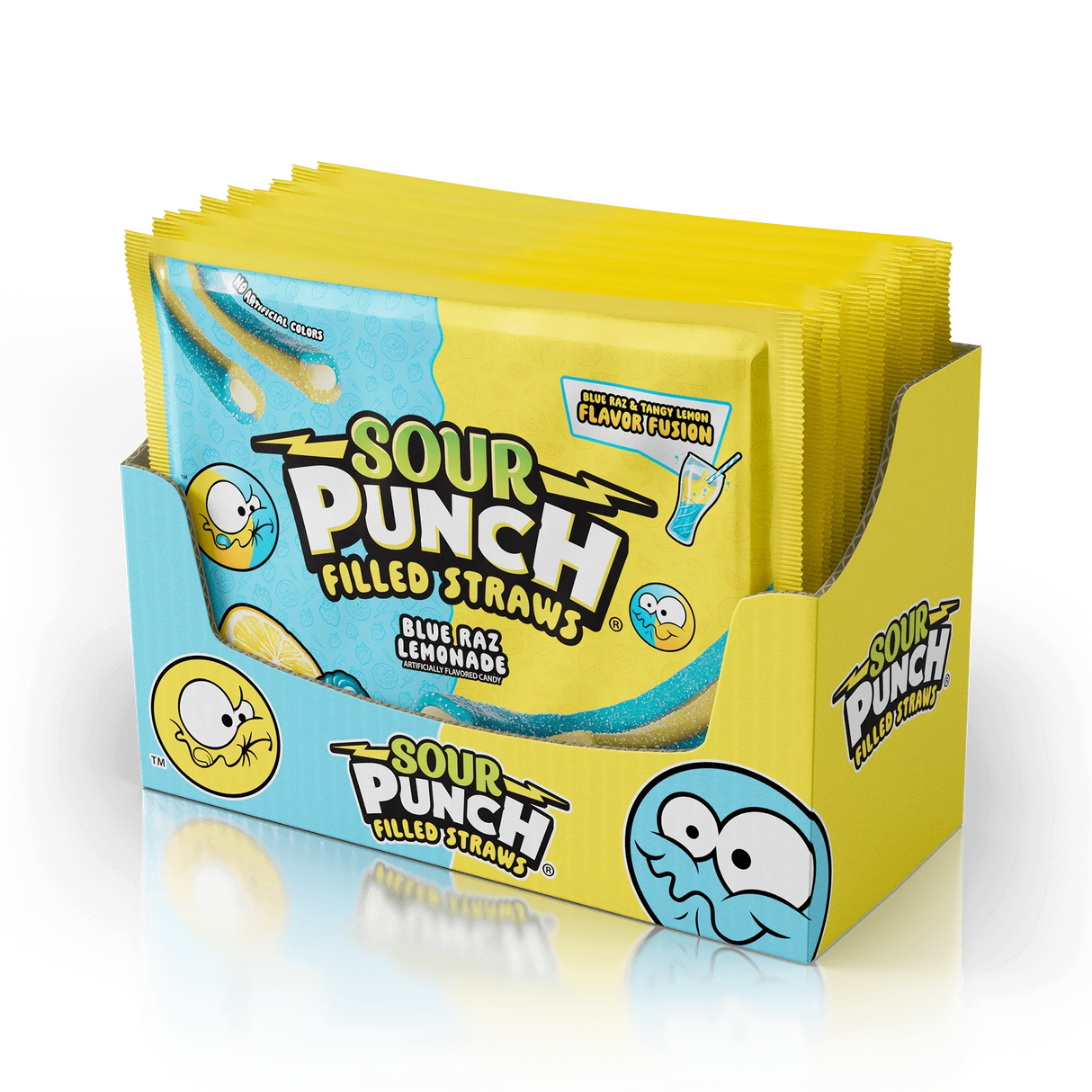 Sour Punch Straws Blue Raz Lemon 5oz 12ct case