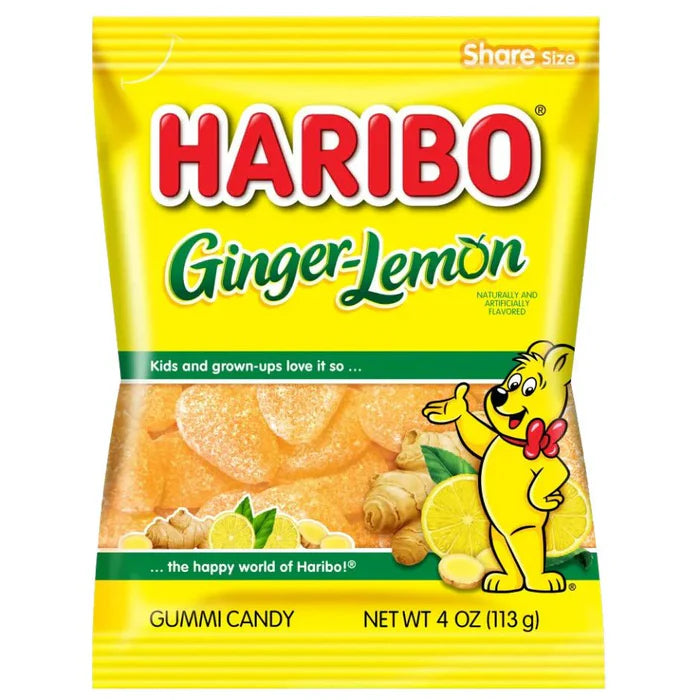 Haribo Ginger Lemon Peg Beg 4oz 12ct
