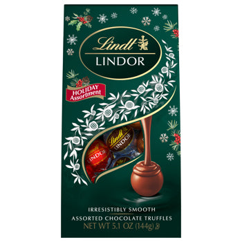 Lindt LINDOR Holiday Assortment Assorted Chocolate Candy Truffles, 5.1 oz. Bag