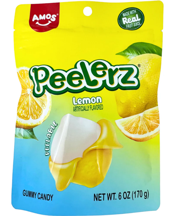 Amos Lemon Gummy Peelerz 6oz 12ct Case