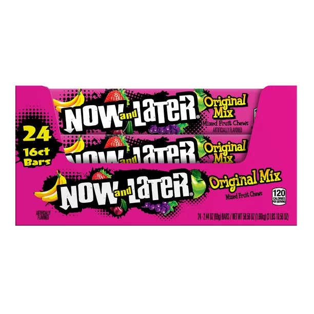 Now & Later Chewy Original Standard Bar, 2.44 Oz (Box of 24)