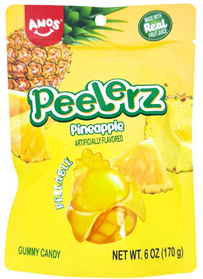Amos Pineapple Gummy Peelerz 6oz 12ct Case