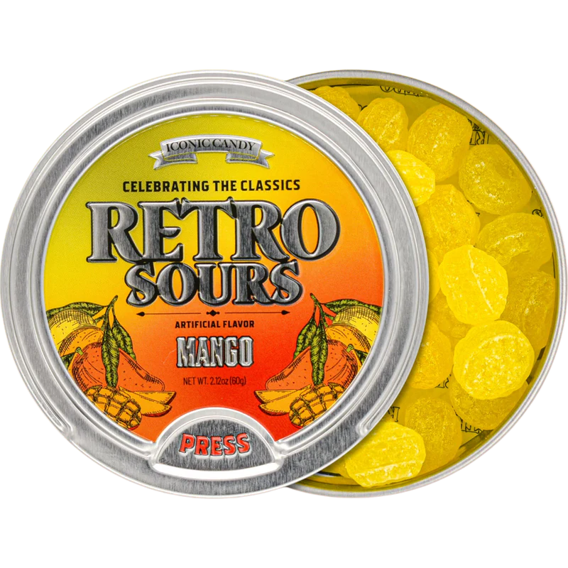 Iconic Retro Sours Mango Tin 8ct Box