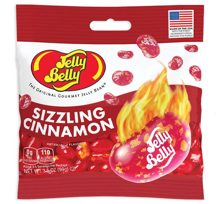 JELLY BELLY PEG BAG - SIZZLING CINNAMON 3.5 oz 12ct