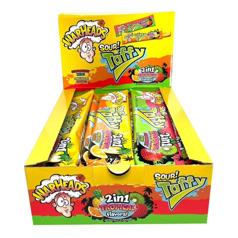 Warheads Taffy Bar 2 in 1 Tropical 1.49oz 24ct