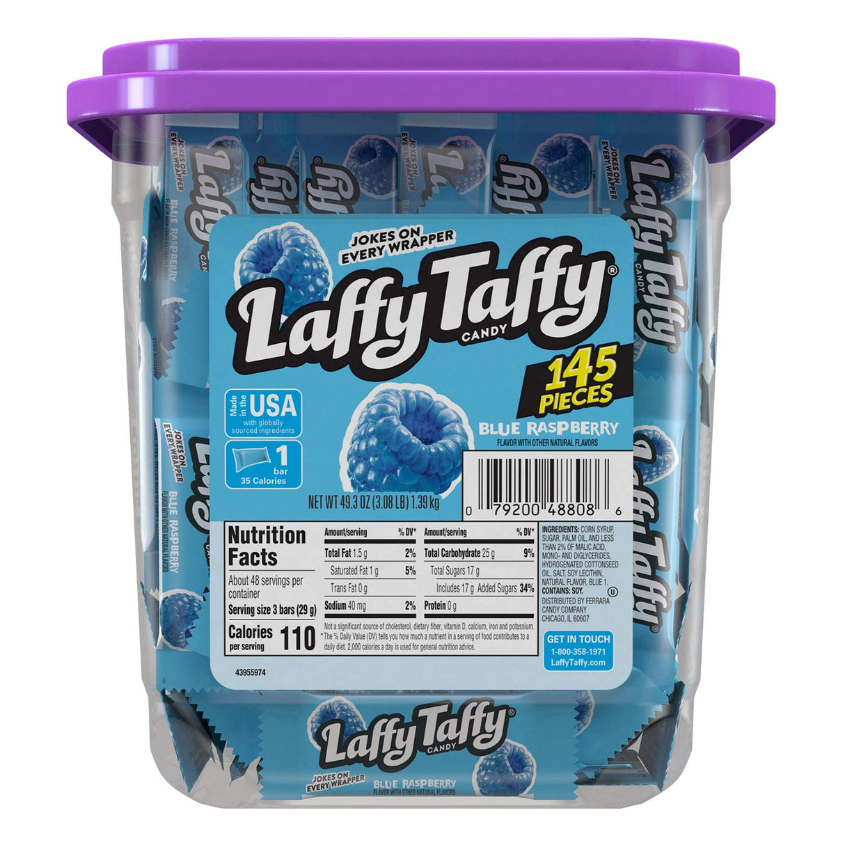 Laffy Taffy Blue Raspberry 145ct Tub - Default Title Ferrara Pan Candy Co Candy Candy Store For Me