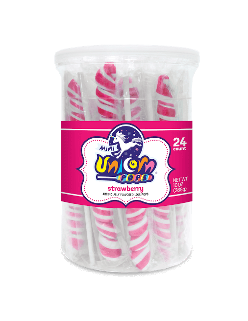 Adams & Brooks Hot Pink Mini Unicorn Pop jar 24ct - Default Title Adams & Brooks Lollipops Candy Store For Me