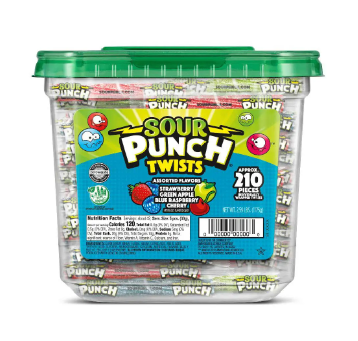 Sour Punch Jars Twist 4 Flavor 210ct - Default Title American Licorice Candy Candy Store For Me