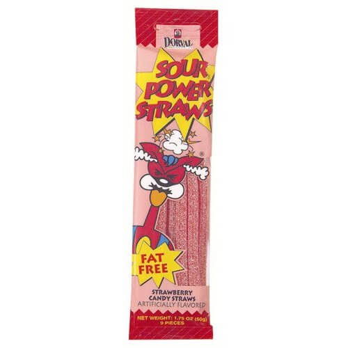 Dorval Strawberry Sour Power Straws 24ct - Default Title Dorval Trading Company Candy Store For Me