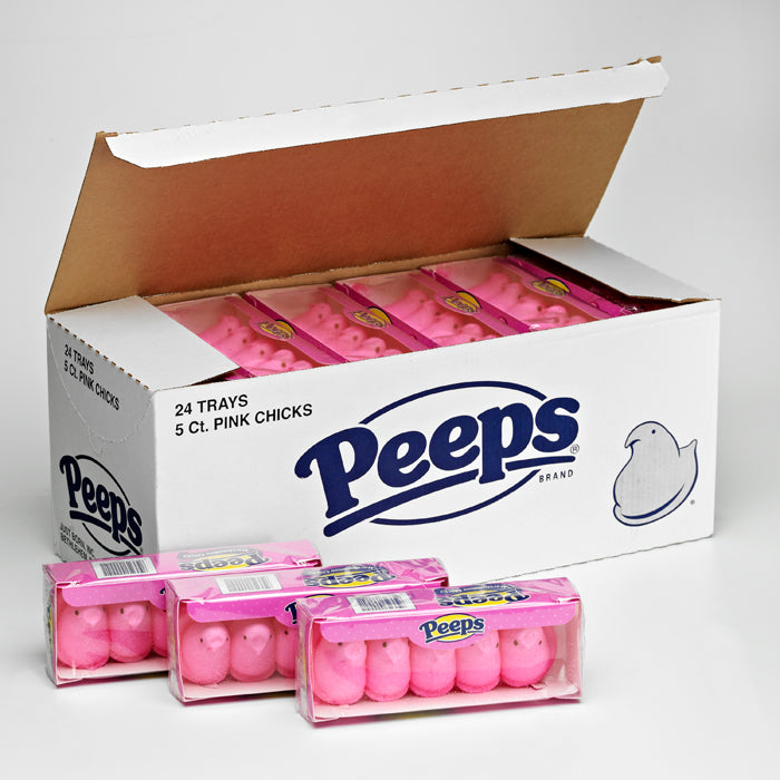Peeps Marshmallow Pink Chicks 5ct 24ct - Default Title Just Born Candy Store For Me