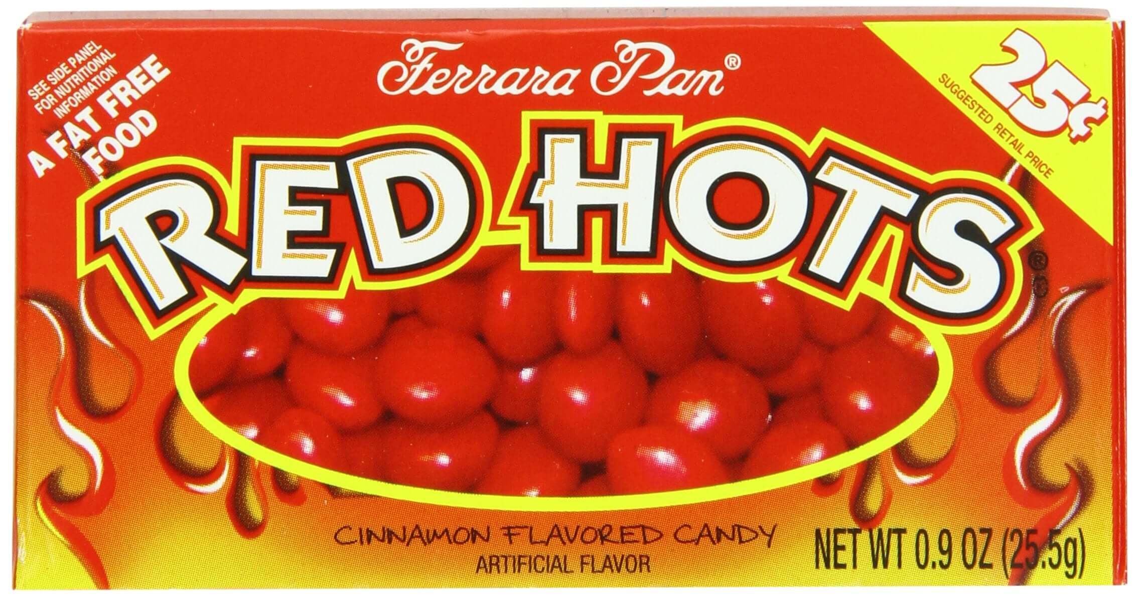 Ferrara Pan PrePriced $.25 Red Hots Cinnamon Candy .9oz 24ct