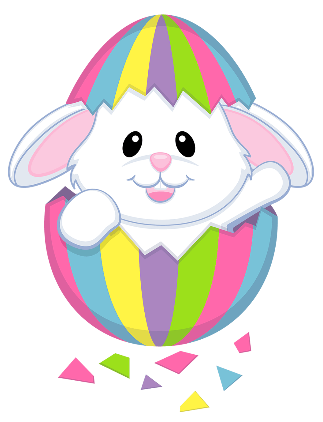 image of an easter bunny emerging from colorful egg