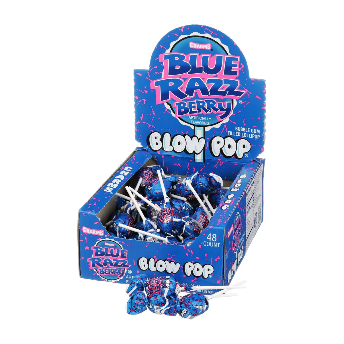 Chrams Sweet Pops Blue Raspberry Charms Blow Pops Blue Raspberry Flavor 48ct – Candy Store For Me