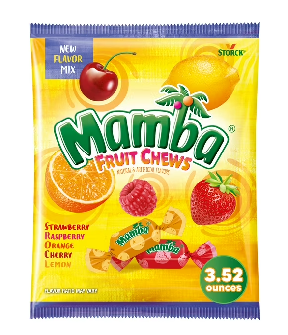 Mamba Fruit Chews 3.52oz Peg Bag 12ct