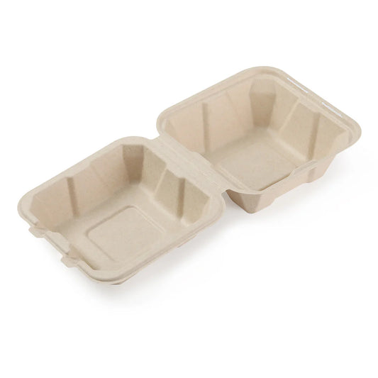 9" x 9" x 3" Bamboo Take-Out Containers - 50 Containers