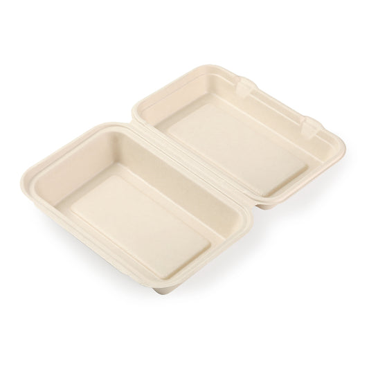 6" x 9" x 3" Disposable Bamboo Takeout Containers - 500 Containers