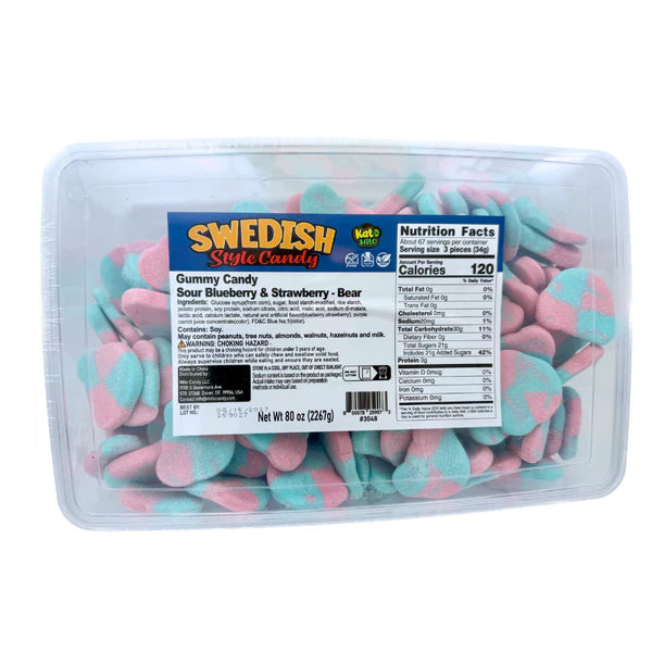Swedish Style Sour Blueberry & Strawberry Bears 5lb tub