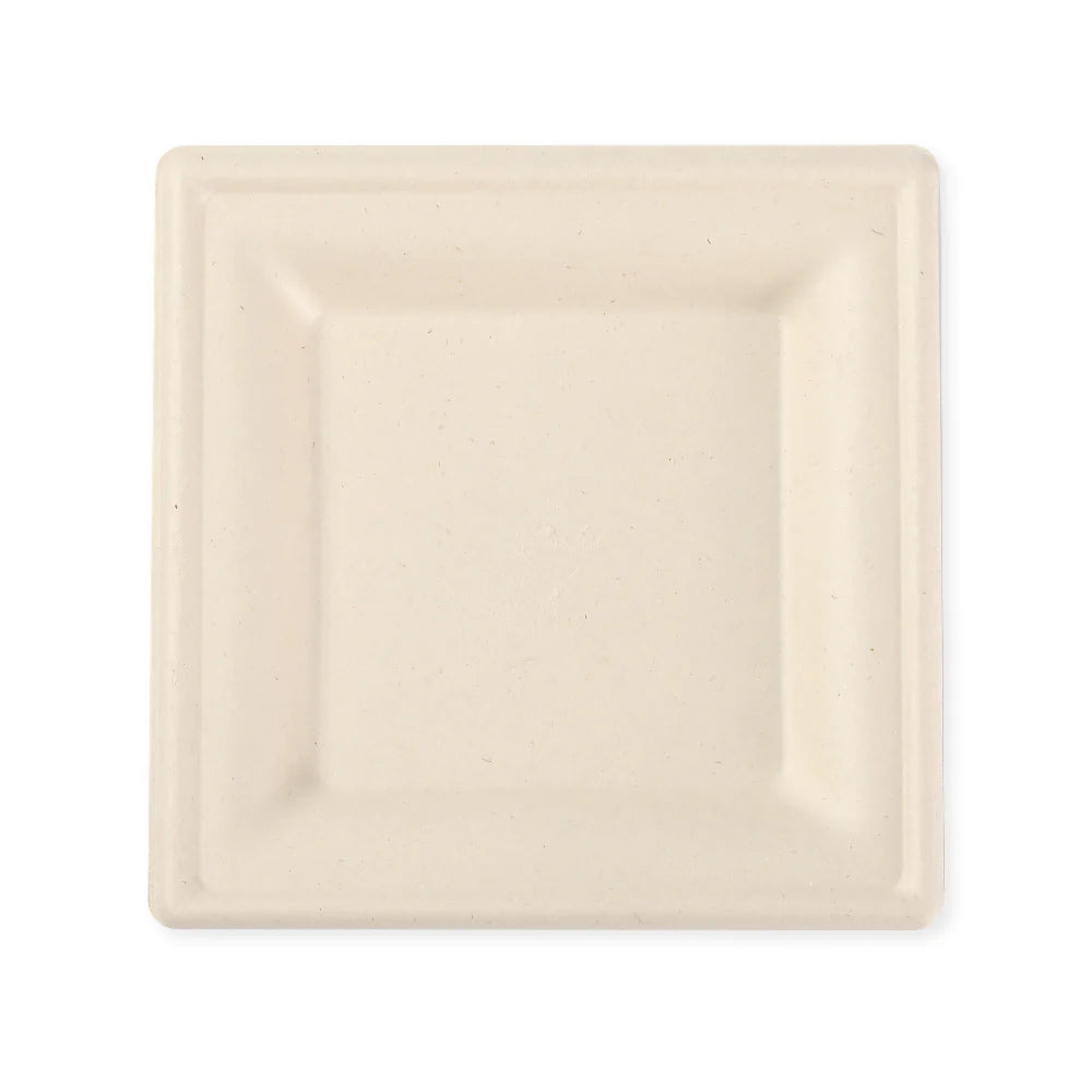 10x10" Disposable Bamboo Square Plates - 50 Plates