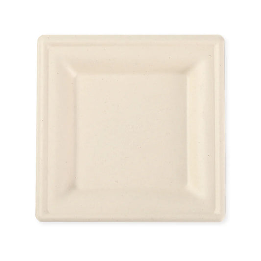 10x10" Disposable Bamboo Square Plates - 50 Plates